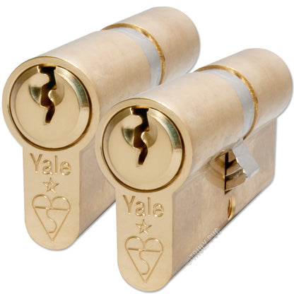 Polished Brass 40/55 (95mm) Pair of Yale Anti-Bump Keyed-Alike Euro Cylinder Door Locks - 35/35 (70mm), Nickel