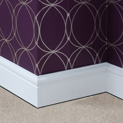 English Oak Sample Pack of 100mm Roomline Torus Plastic Skirting - White Satin