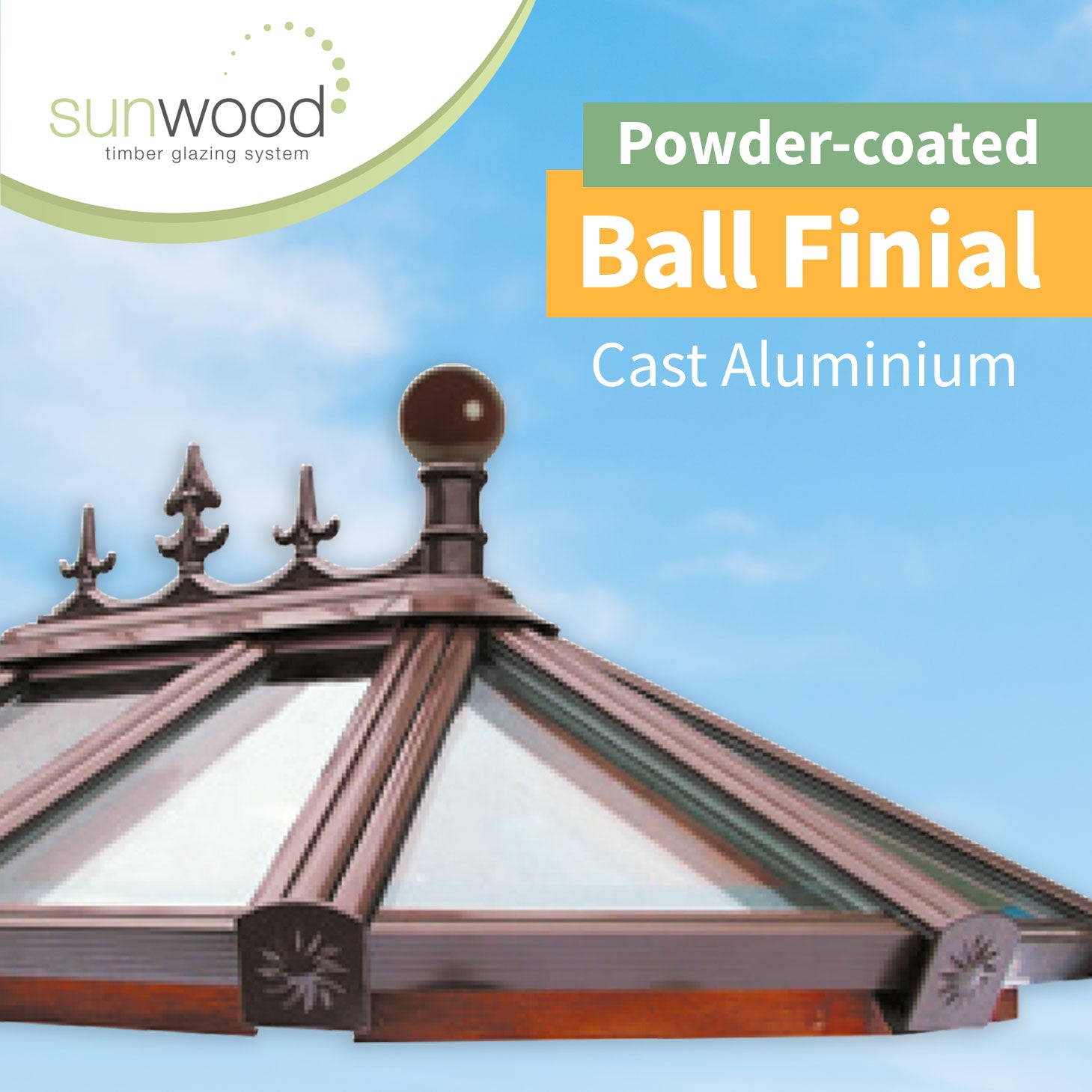 White Sunwood Ball Finial Strong Powder-Coated