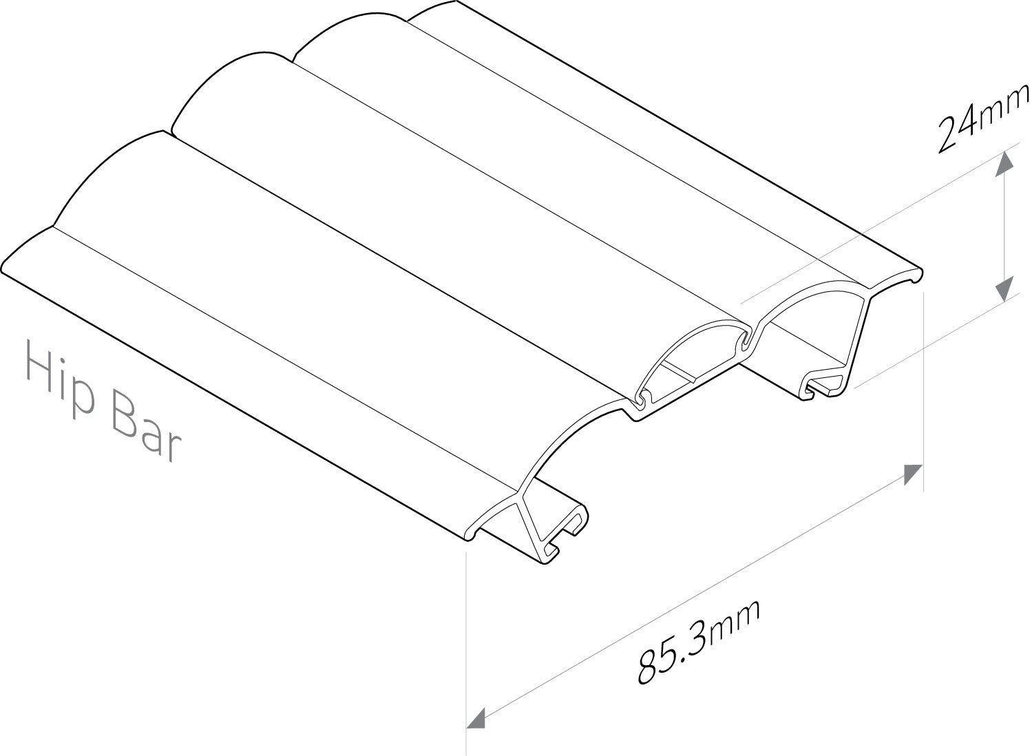 Brown 5m Sunwood Screw-Down Glazing Hip Bar for Conservatory Lean-to Roof