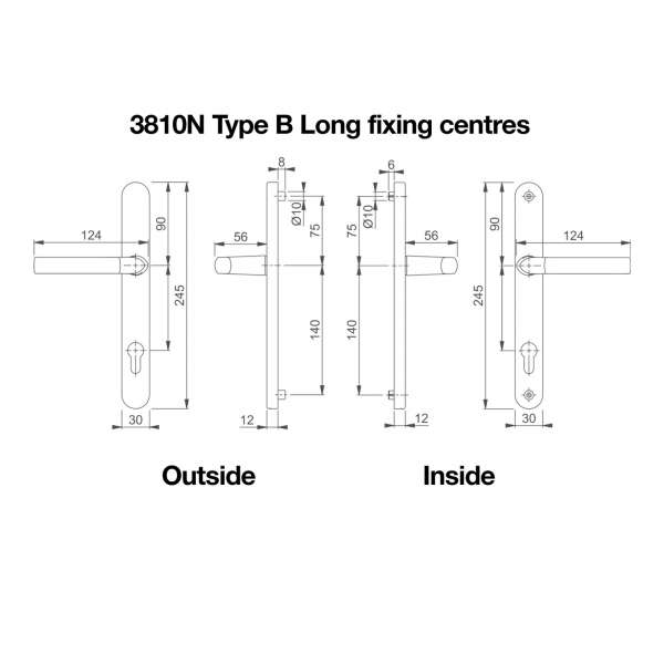 Hoppe Birmingham Lever Handle Set (Long)