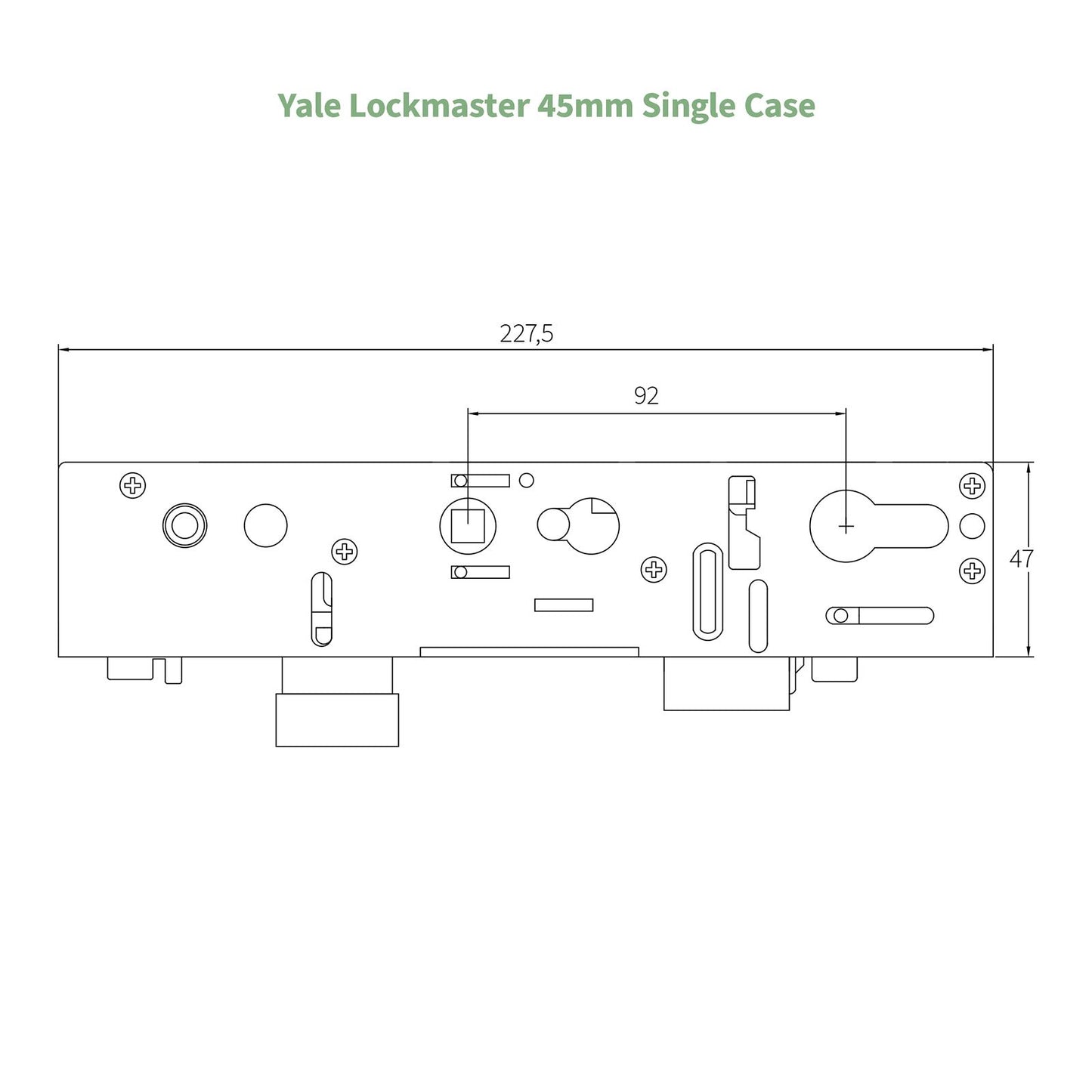 Yale Lockmaster 45mm Gearbox (with Spacing Plate) - Single