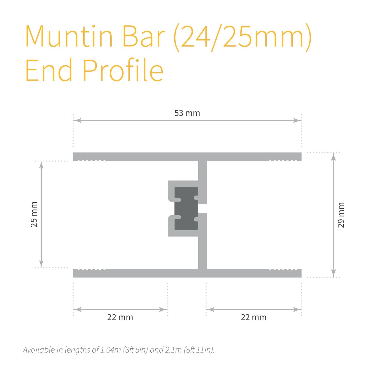 24/25mm Aluminium Muntin Bar (2.1m)