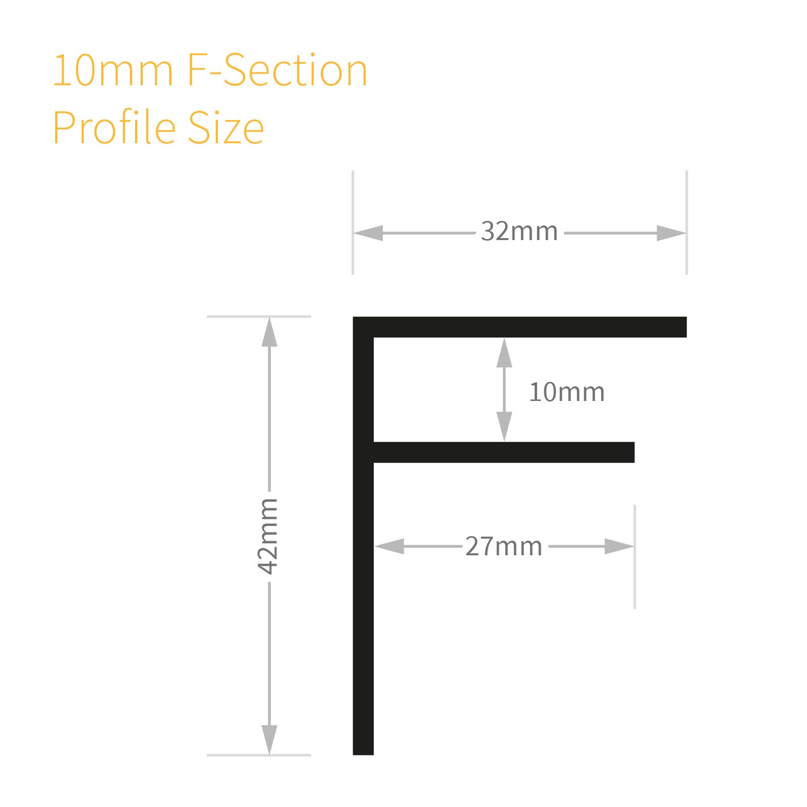 Brown 3m 10mm Aluminium F-Section Edge Trim