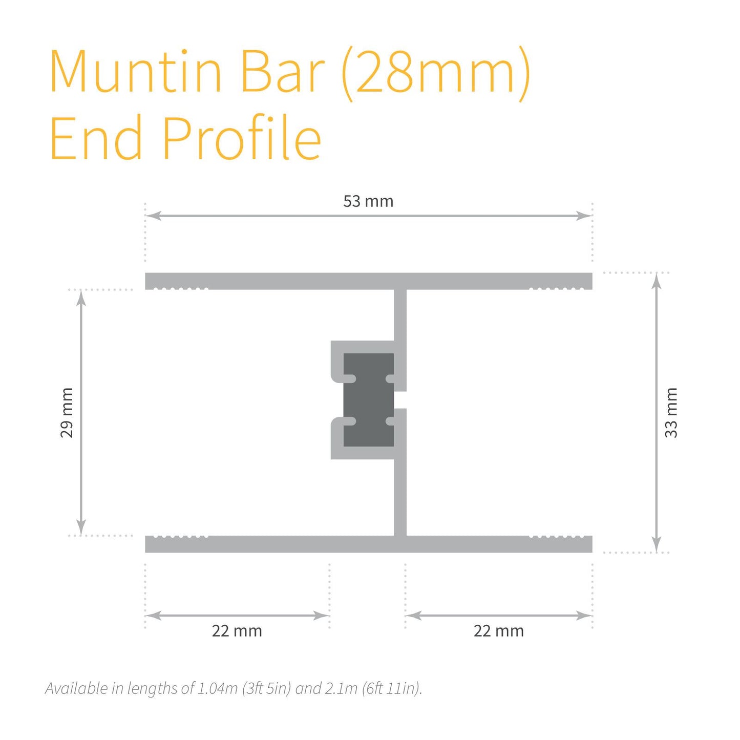 28mm Aluminium Muntin Bar (1m)