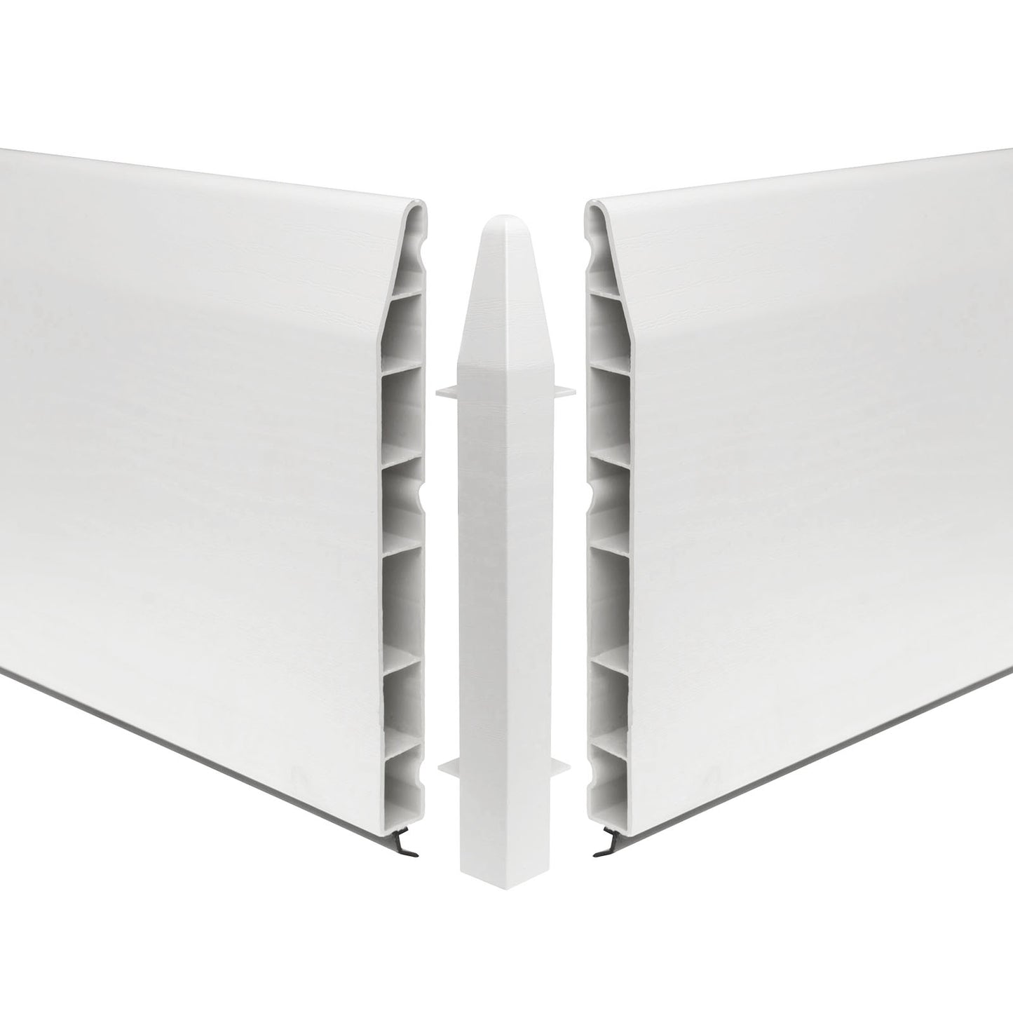 External Corner for 150mm Roomline Modern Chamfered Plastic Skirting - White External Corner for 150mm Roomline Modern Chamfered Plastic Skirting - White