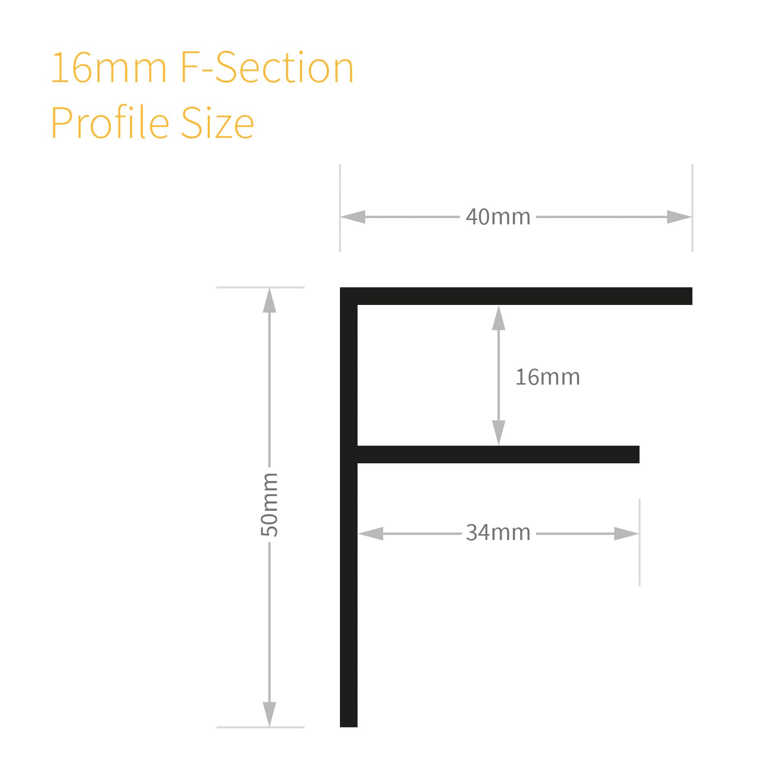 White 4m 16mm Aluminium F-Section