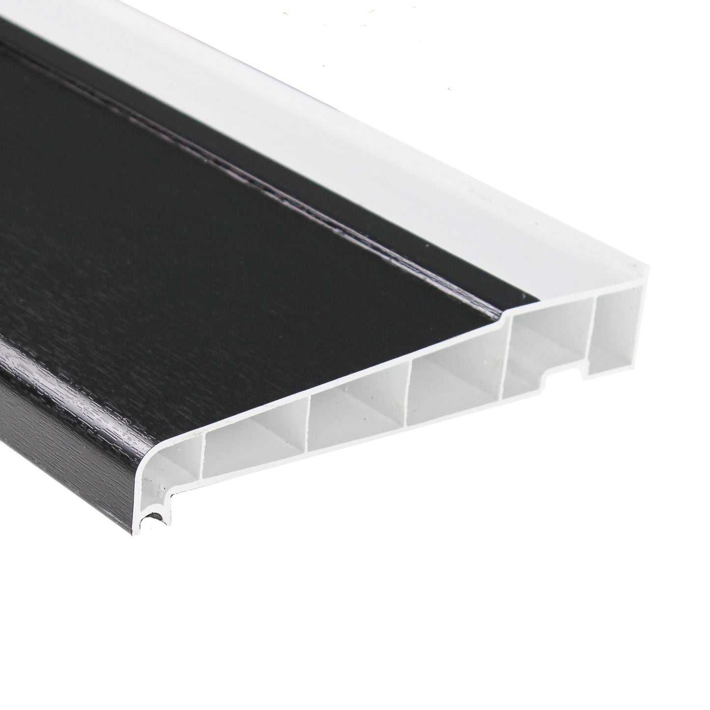 Grey 2m 1m, 180mm Window uPVC Plastic Sill (with End Caps) - White