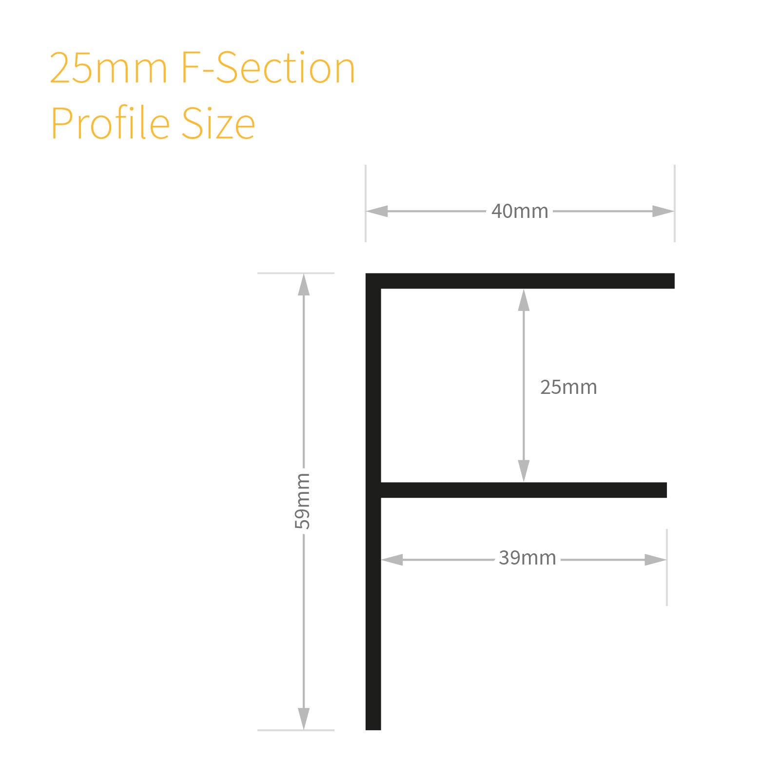 White 6m 25mm Aluminium F-Section