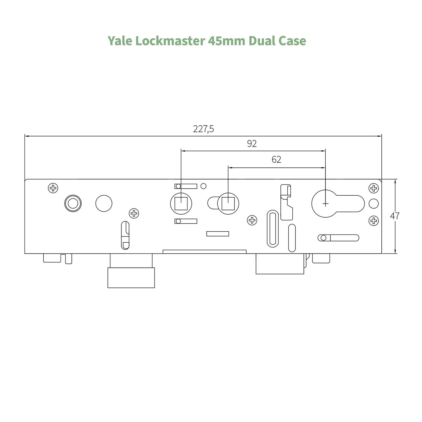 Yale Lockmaster 45mm Gearbox (with Spacing Plate) - Dual