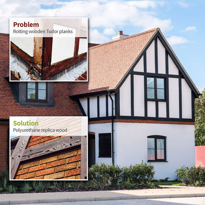 Brown 4" Wide Mock Tudor Board Replica Wood External UPVC Polyeurathane Plank