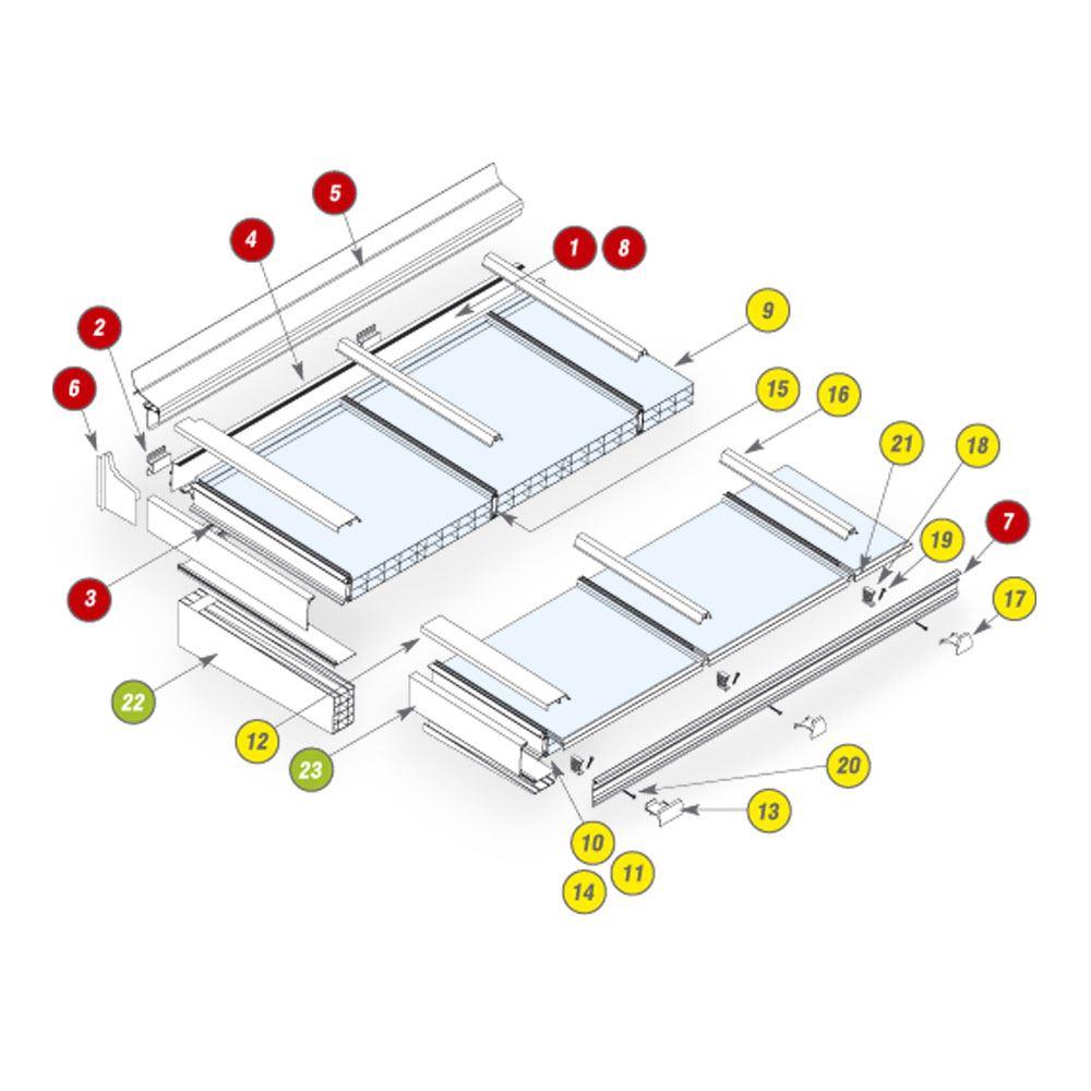 2.5m 2.5m Flowline (Squareline) Ultraframe Victorian Ridge Kit