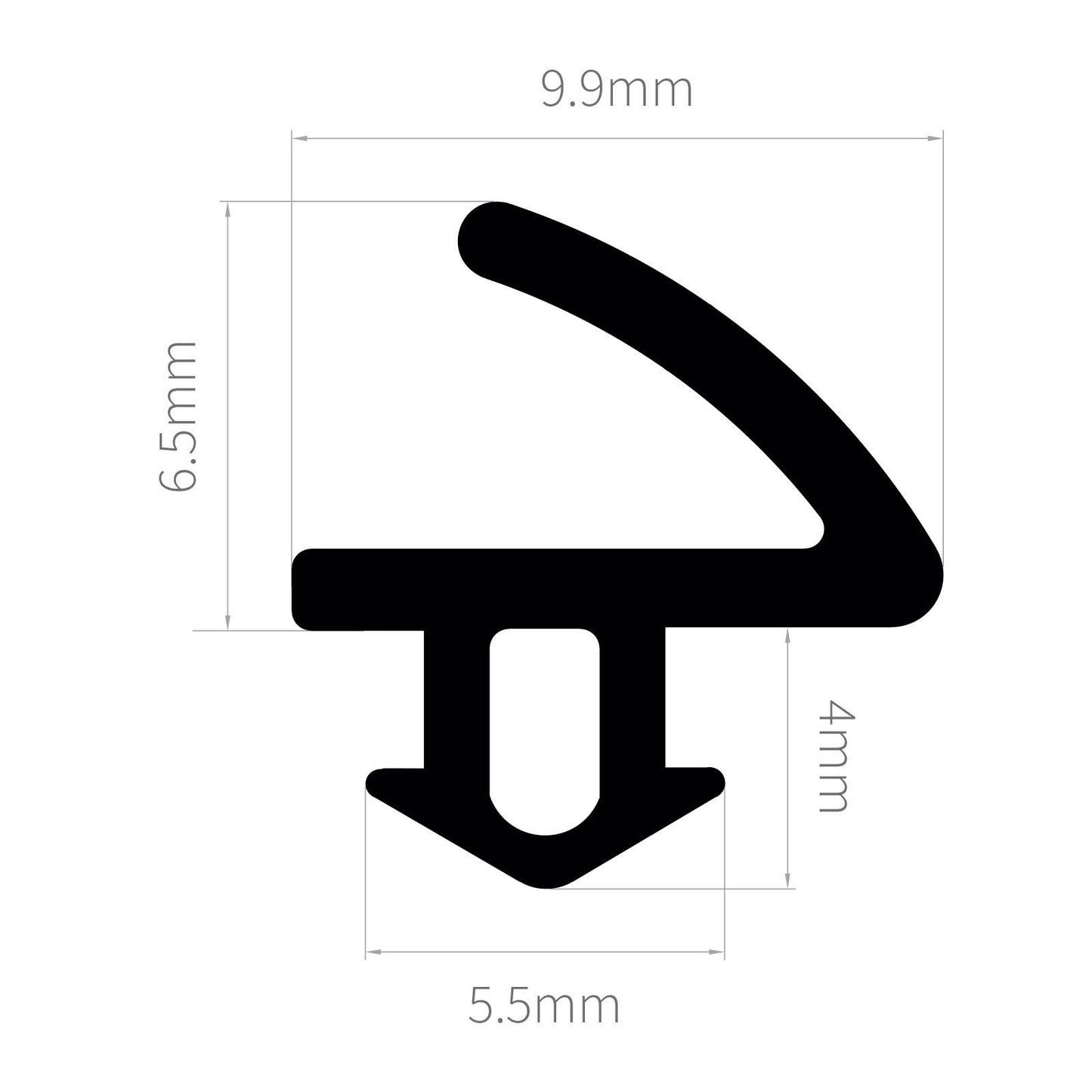 F106 4m ExtrudaSeal Rubber Flipper Gasket Window and Door Seal Draught Excluder