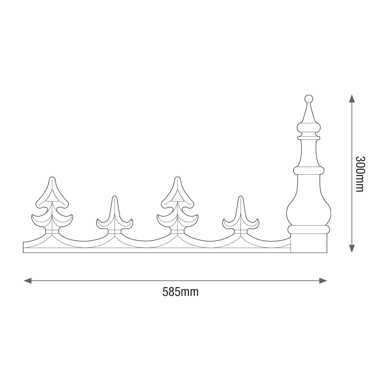 Mill (uncoated) Sunwood Cresting & Finial Powder-Coated