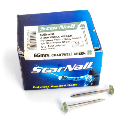 65mm Nails (100 Box) White Rapierstar Polymer Headed Pins and Nails Polytop Plastic Fixings