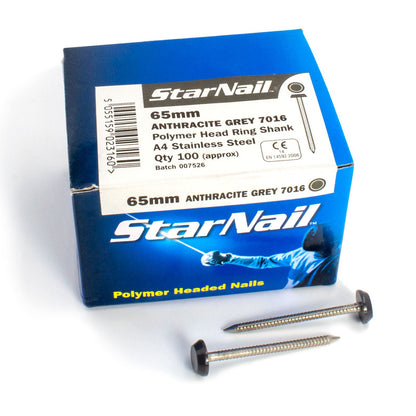 65mm Nails (100 Box) Brown Rapierstar Polymer Headed Pins and Nails Polytop Plastic Fixings