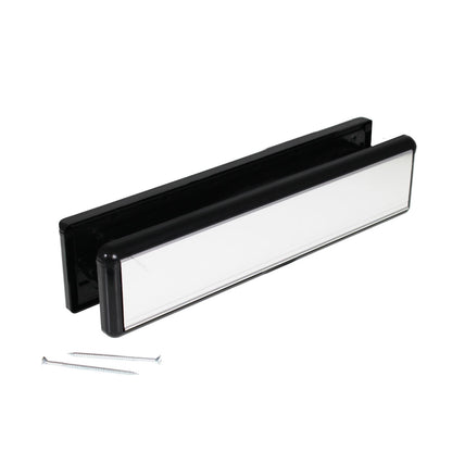 Polished Chrome/Black 20-40mm Yale Yaleseal 12" Letterplate Post box - 20-40mm, Black/Black