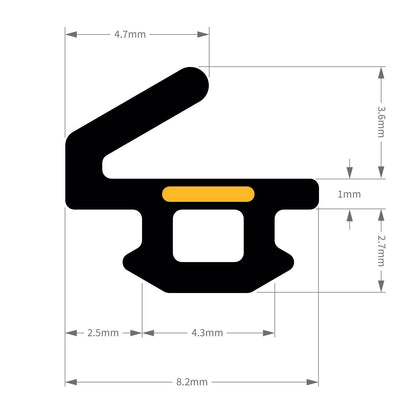 AB268 50m ExtrudaSeal Smart Bifold Door Gasket Rubber Wedge 'E' Bubble and Flipper Seals