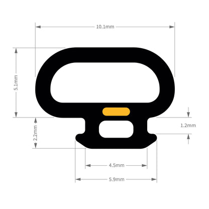 1863 25m ExtrudaSeal Smart Bifold Door Gasket Rubber Wedge 'E' Bubble and Flipper Seals