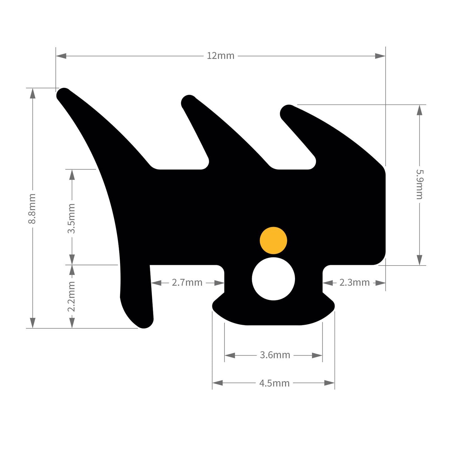 AB268 10m ExtrudaSeal Smart Bifold Door Gasket Rubber Wedge 'E' Bubble and Flipper Seals