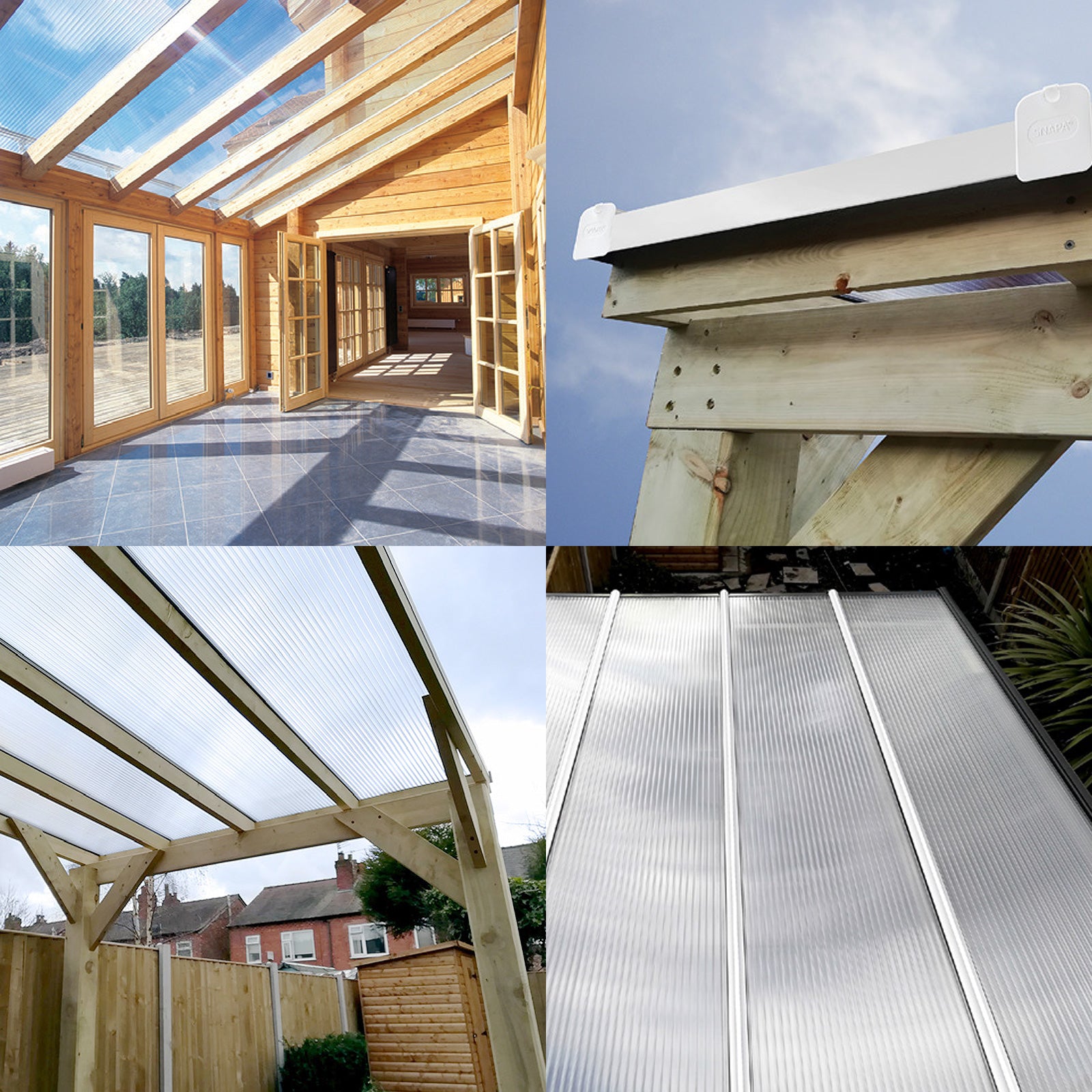 5m SNAPA Snap-Fix Push-Fit Roof Glazing Gable Bar for Polycarbonate Lean-to