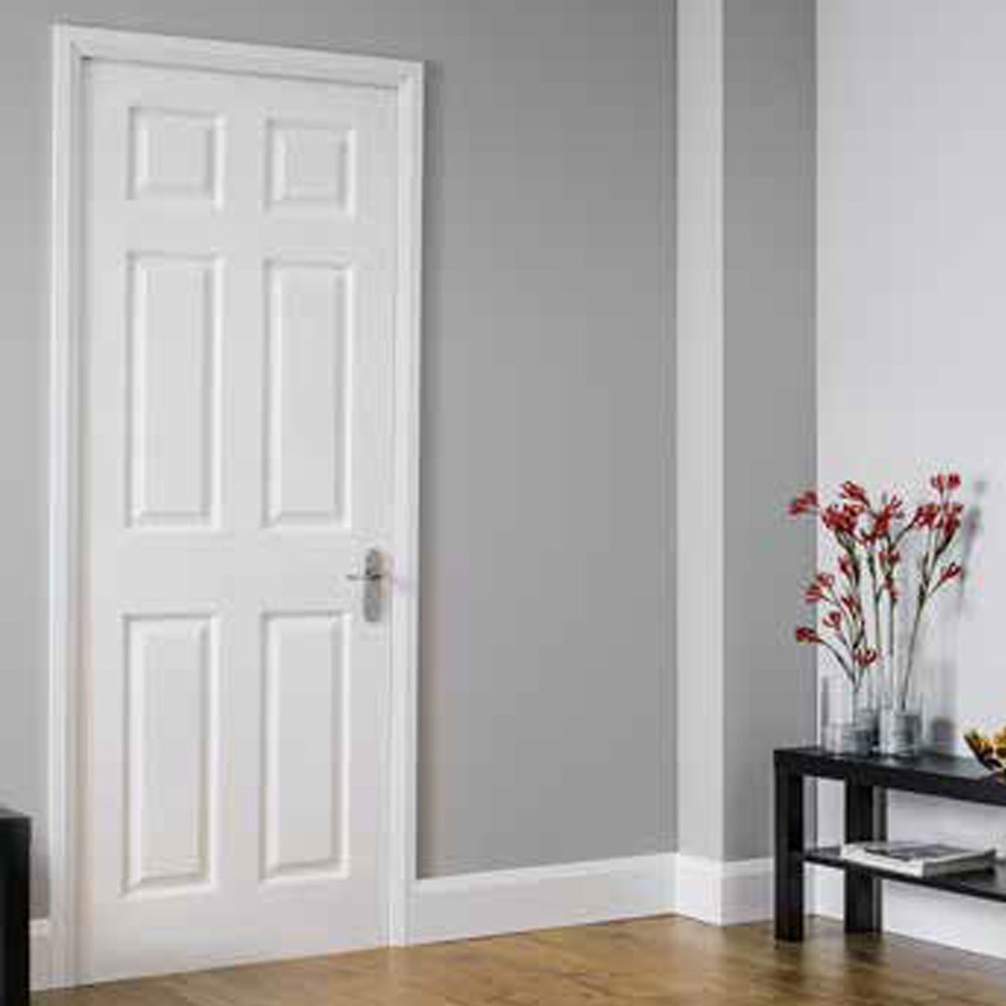 Anthracite Grey Sample Pack of Roomline uPVC Plastic Modern Chamfered Architrave – White Satin