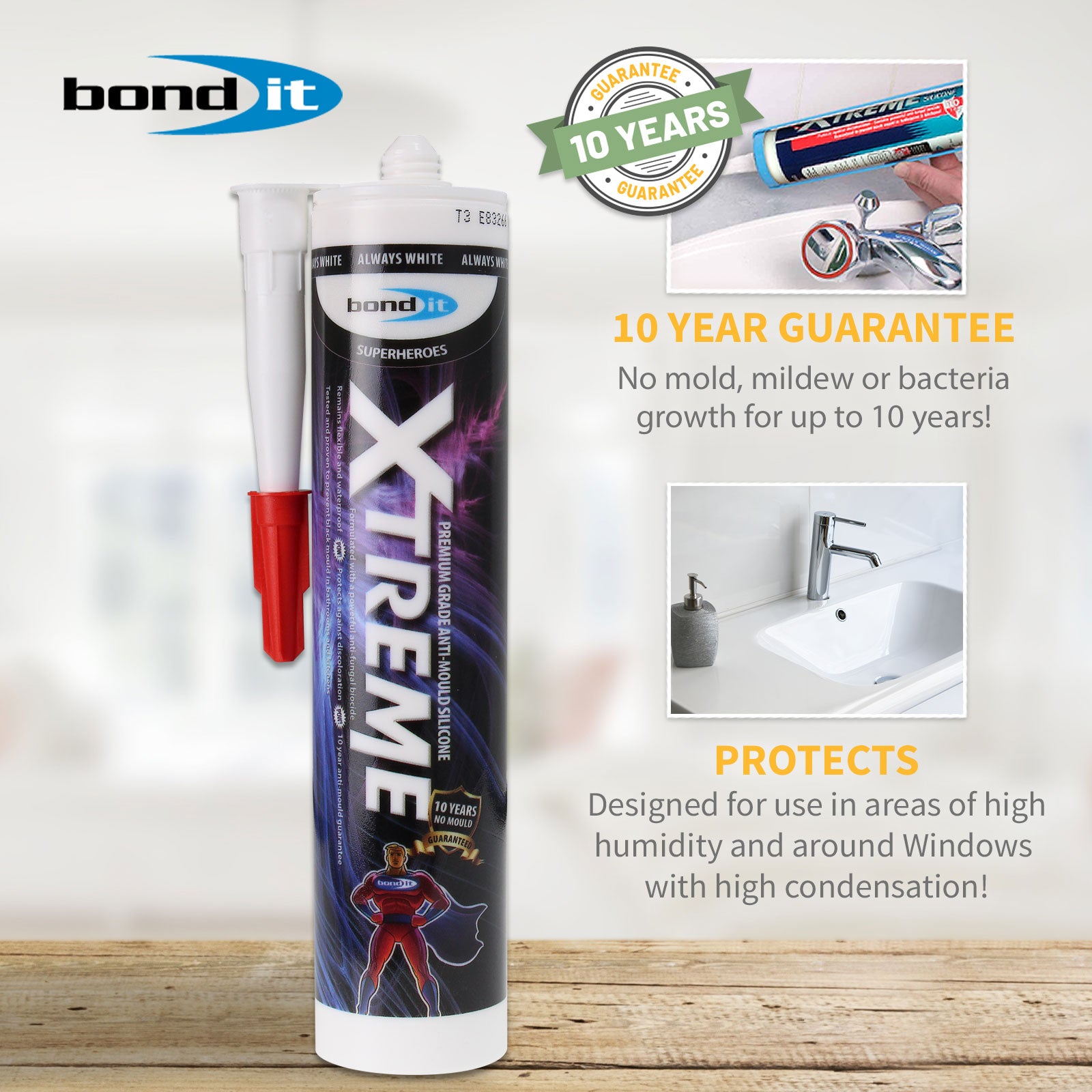 Xtreme White Anti-Mould Silicone Sealant for Bathrooms and Kitchens Xtreme White Anti-Mould Silicone Sealant for Bathrooms and Kitchens