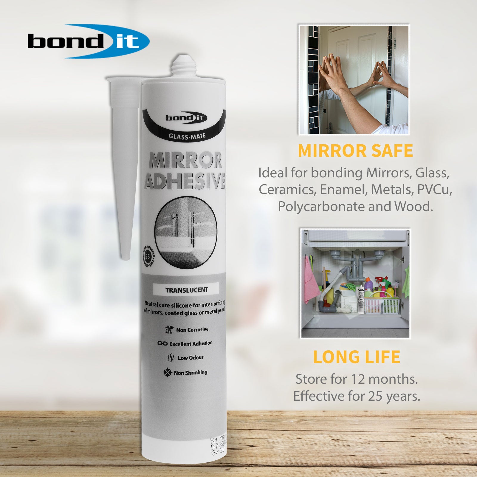 Glass-Mate BDMIRT Mirror Adhesive Silicone Sealant Glass-Mate BDMIRT Mirror Adhesive Silicone Sealant