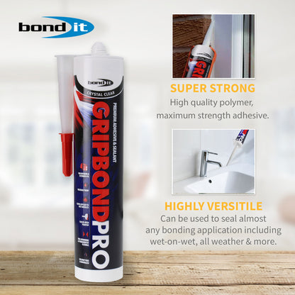 Black Gripbond Pro All-in-One Neutral Cure Hybrid Adhesive Sealant