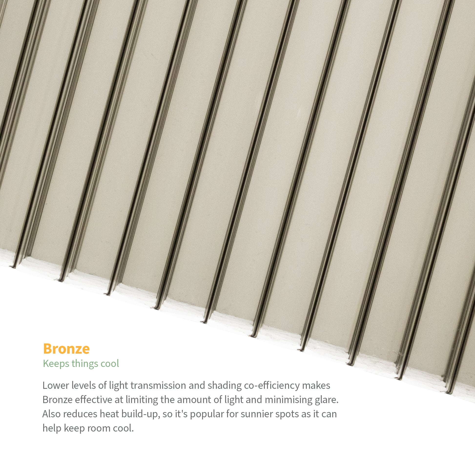 Image describing benefits of bronze polycarbonate sheets