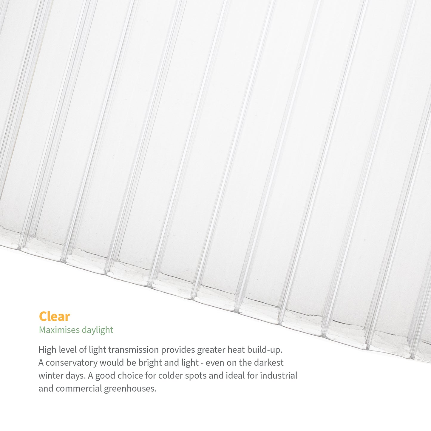 Image describing benefits of clear polycarbonate sheets