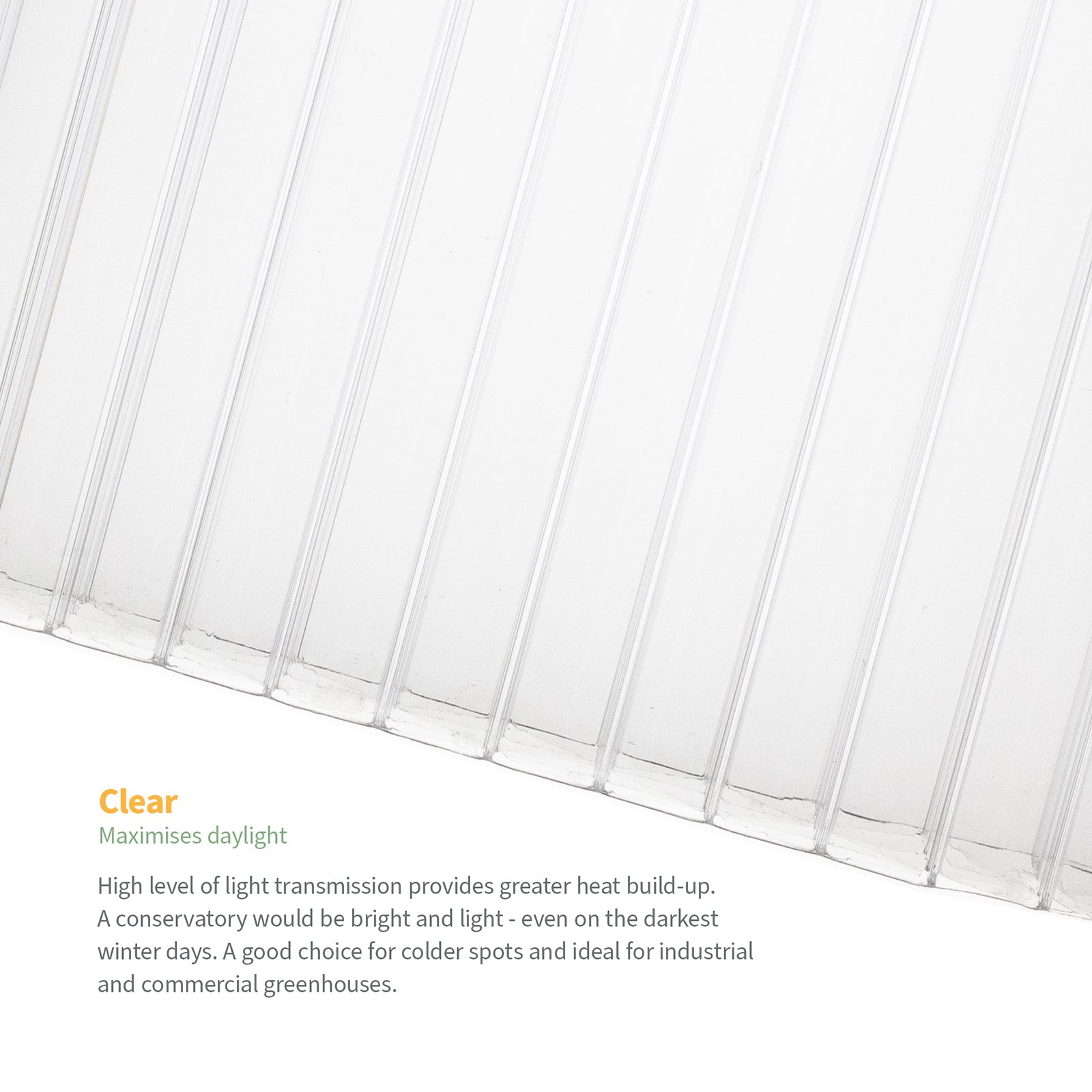 Image describing benefits of clear polycarbonate sheets