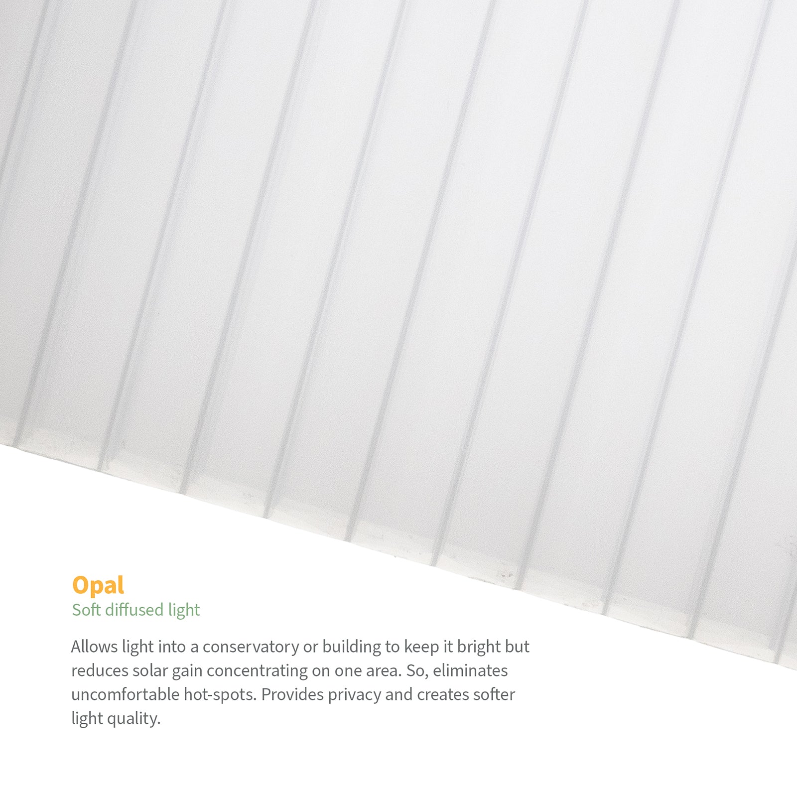 Image describing benefits of opal polycarbonate sheets