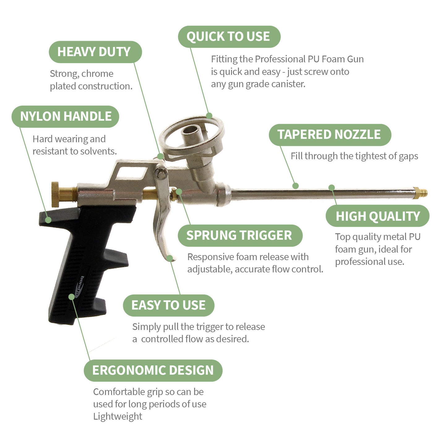 Professional Chrome PU Foam Gun Applicator with Nozzles Professional Chrome PU Foam Gun Applicator with Nozzles