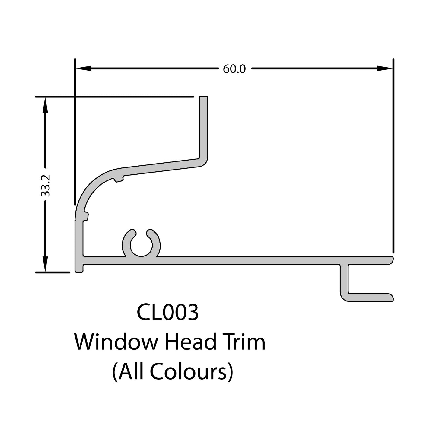 Moondust Grey 5m Aluminium Head Trim for Coastline Shiplap Cladding - Anthracite Grey