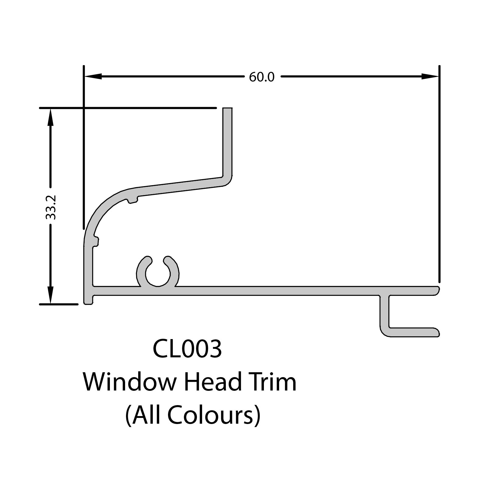 Moondust Grey 5m Aluminium Head Trim for Coastline Shiplap Cladding - Anthracite Grey