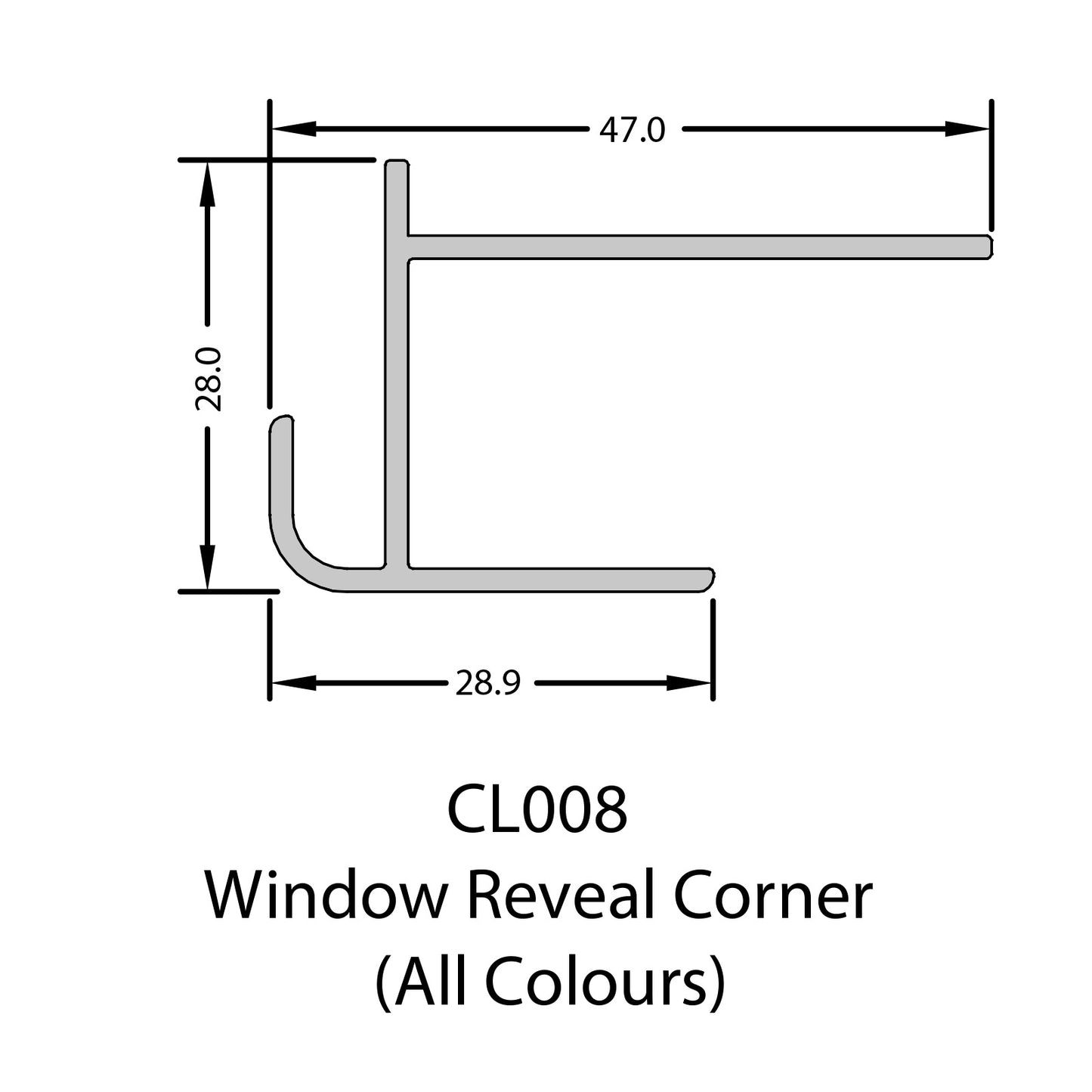 Moondust Grey 5m Window Reveal Corner Trim for Coastline Shiplap Cladding – Anthracite Grey