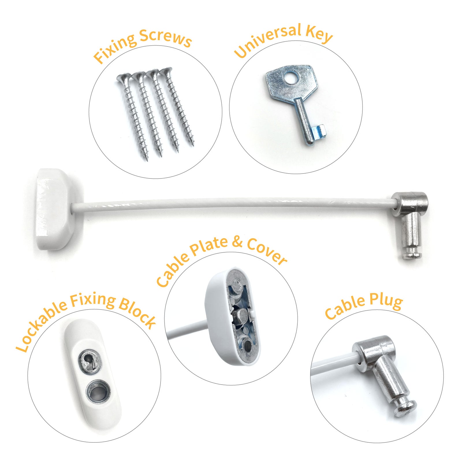 TruMAX Key-Locking Window Door Cable Restrictor TruMAX Key-Locking Window Door Cable Restrictor