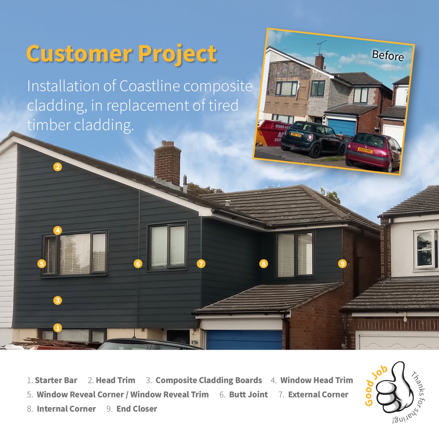 See what our customers are doing with Coastline Composite Shiplap Cladding Board 5m Long Coastline Composite Shiplap Cladding Boards - Anthracite Grey