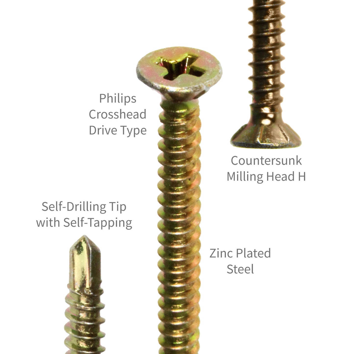 500 Pack Wurth FEBOS 3.9 x 38 Self-Drilling Tapping Countersunk Screws