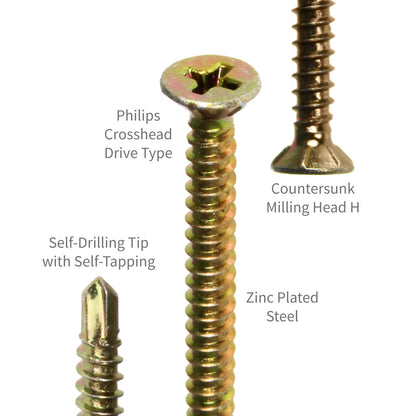 500 Pack Wurth FEBOS 3.9 x 38 Self-Drilling Tapping Countersunk Screws