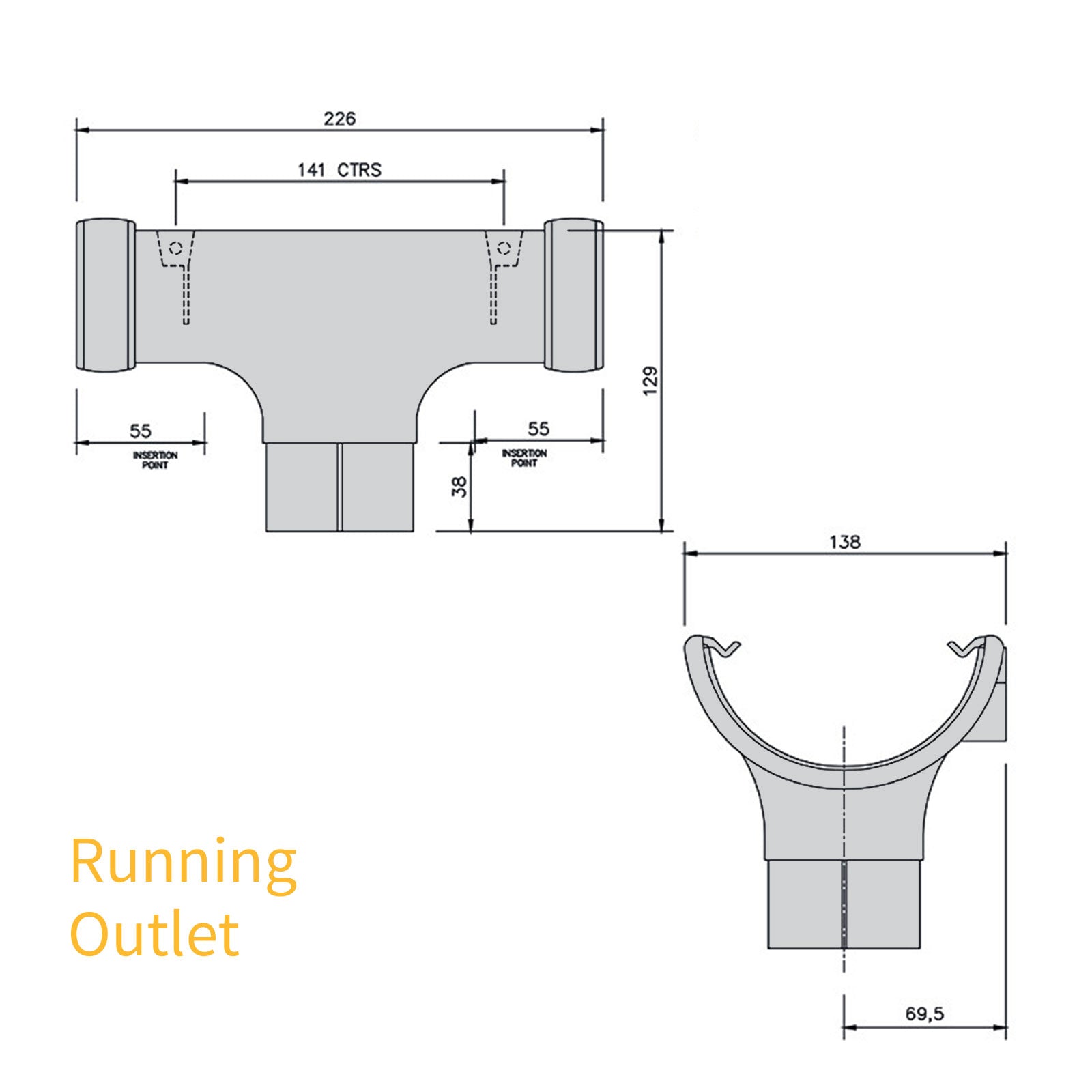 Fascia Bracket Brown Half Round 112mm Gutter from FlowPlast