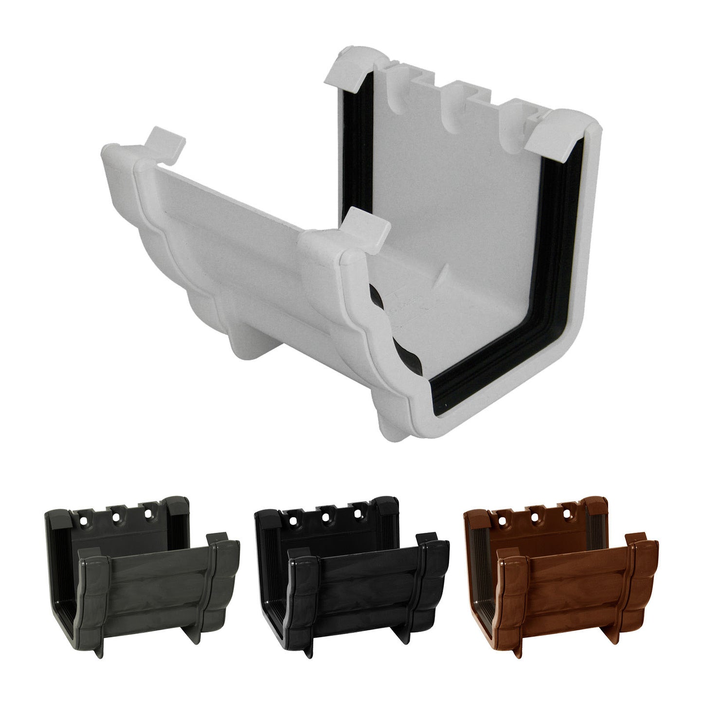 Internal Stopend (Left) White FloPlast Niagara Ogee 110mm Gutter parts