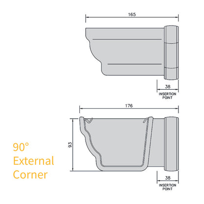 135° External Corner White FloPlast Niagara Ogee 110mm Gutter parts