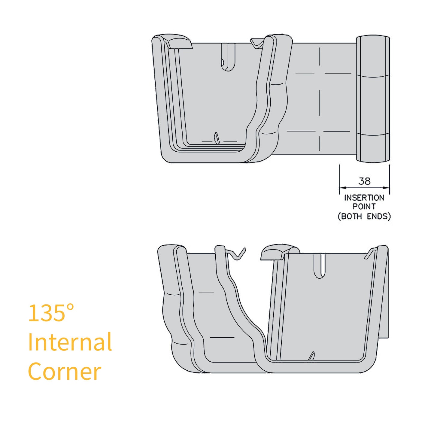 135° Internal Corner White FloPlast Niagara Ogee 110mm Gutter parts