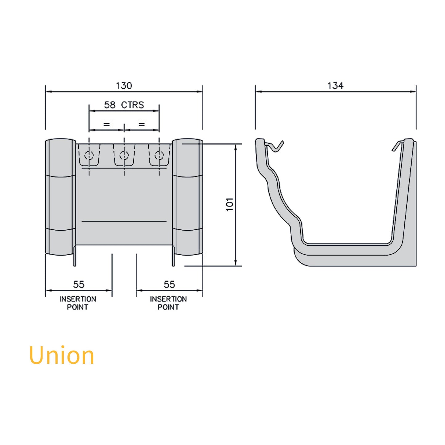 Internal Stopend (Right) Black FloPlast Niagara Ogee 110mm Gutter parts