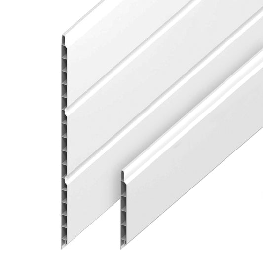 White 100mm (4in) 5m Hollow Soffit Board Tongue and Groove uPVC Plastic Cladding