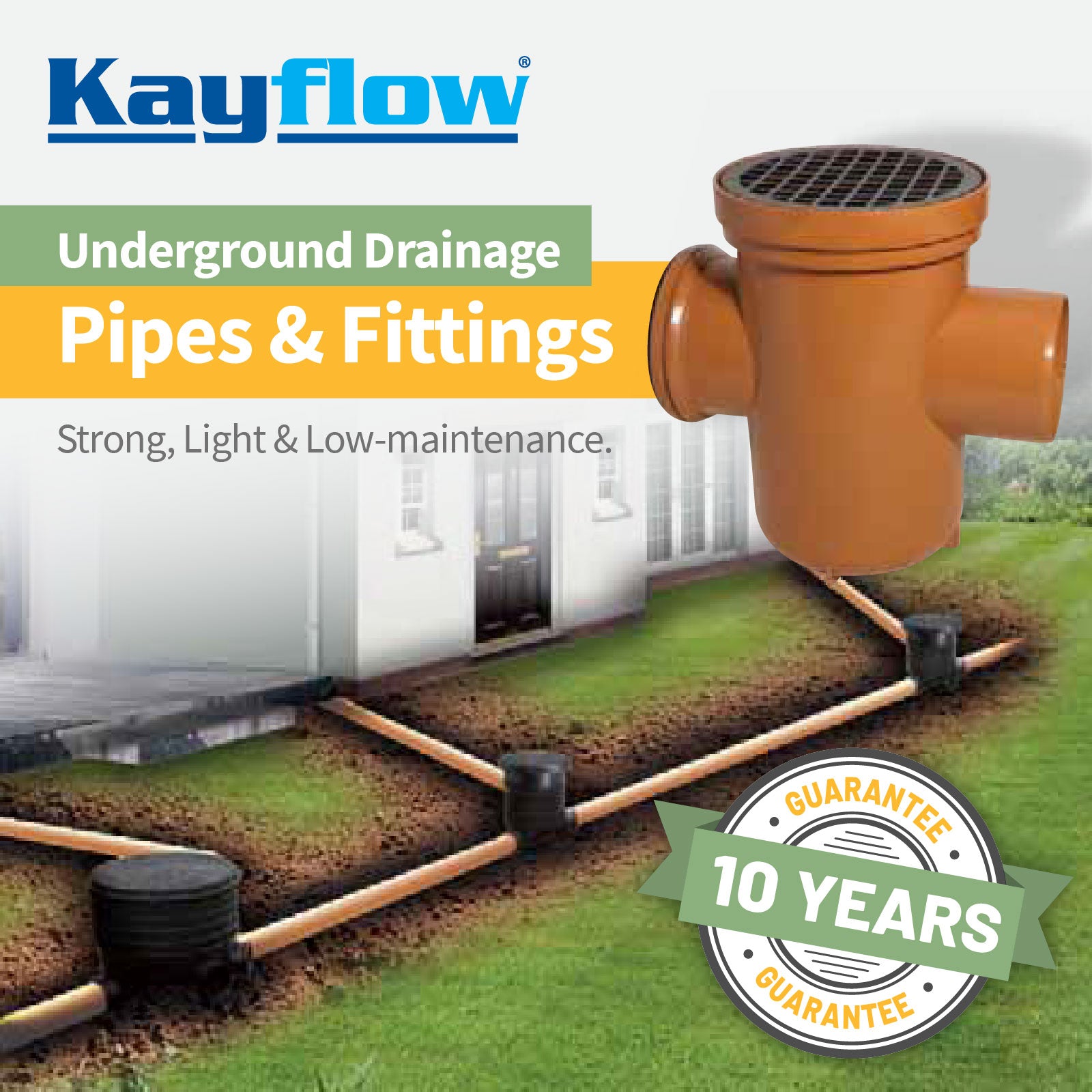 Underground 110mm Pipe (3m) Plastic Terracotta Drainage Underground 110mm Pipe (3m) Plastic Terracotta Drainage