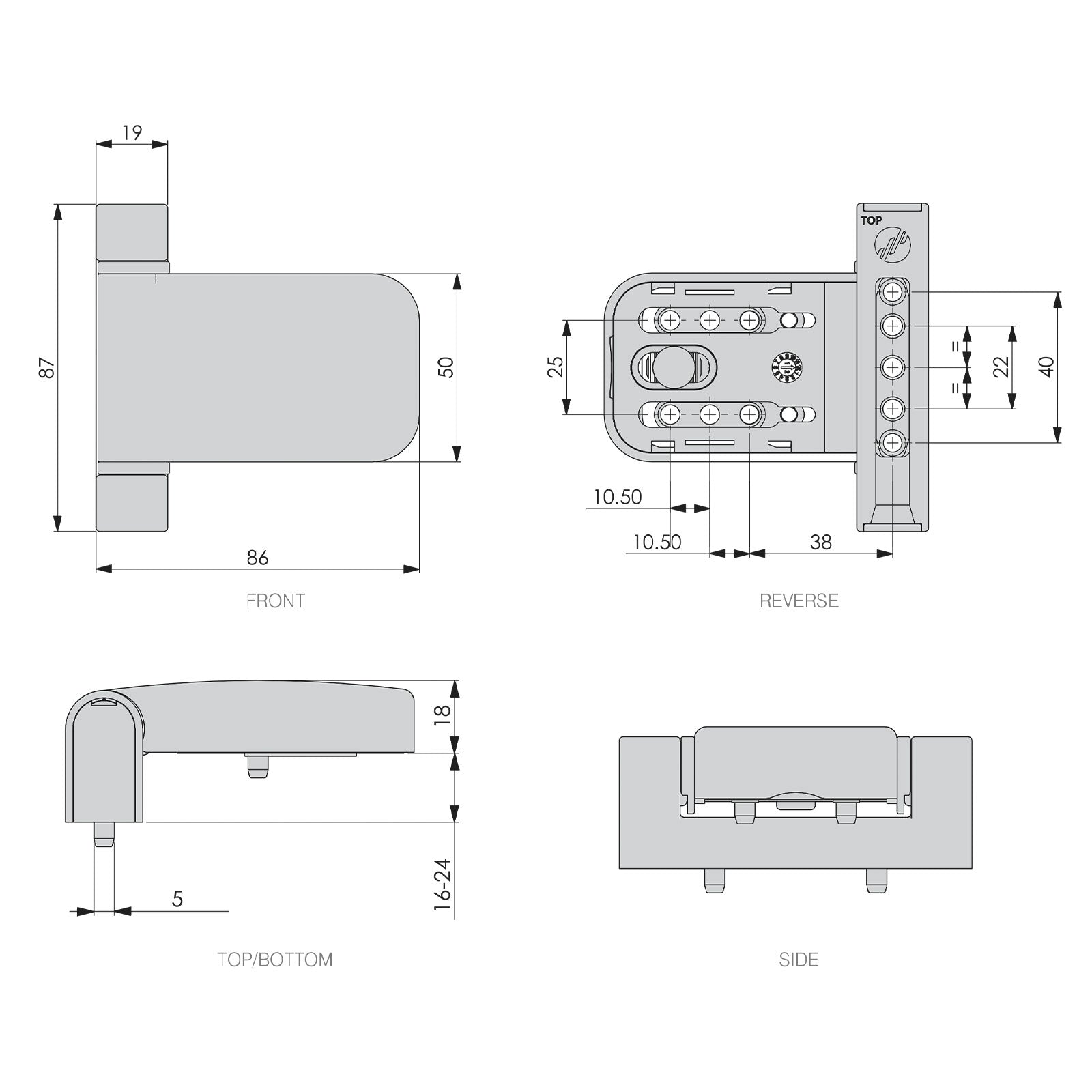 White 22mm Mila ProSecure uPVC Door Flag Hinge