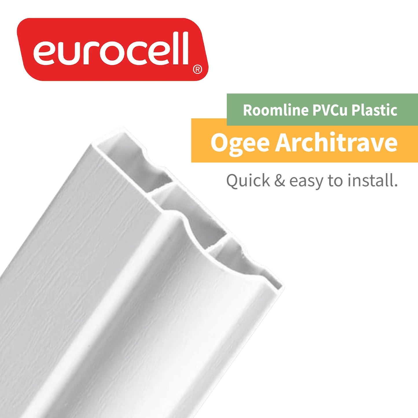 English Oak Roomline Ogee/Torus uPVC Plastic Architrave (5.5m) - White Satin